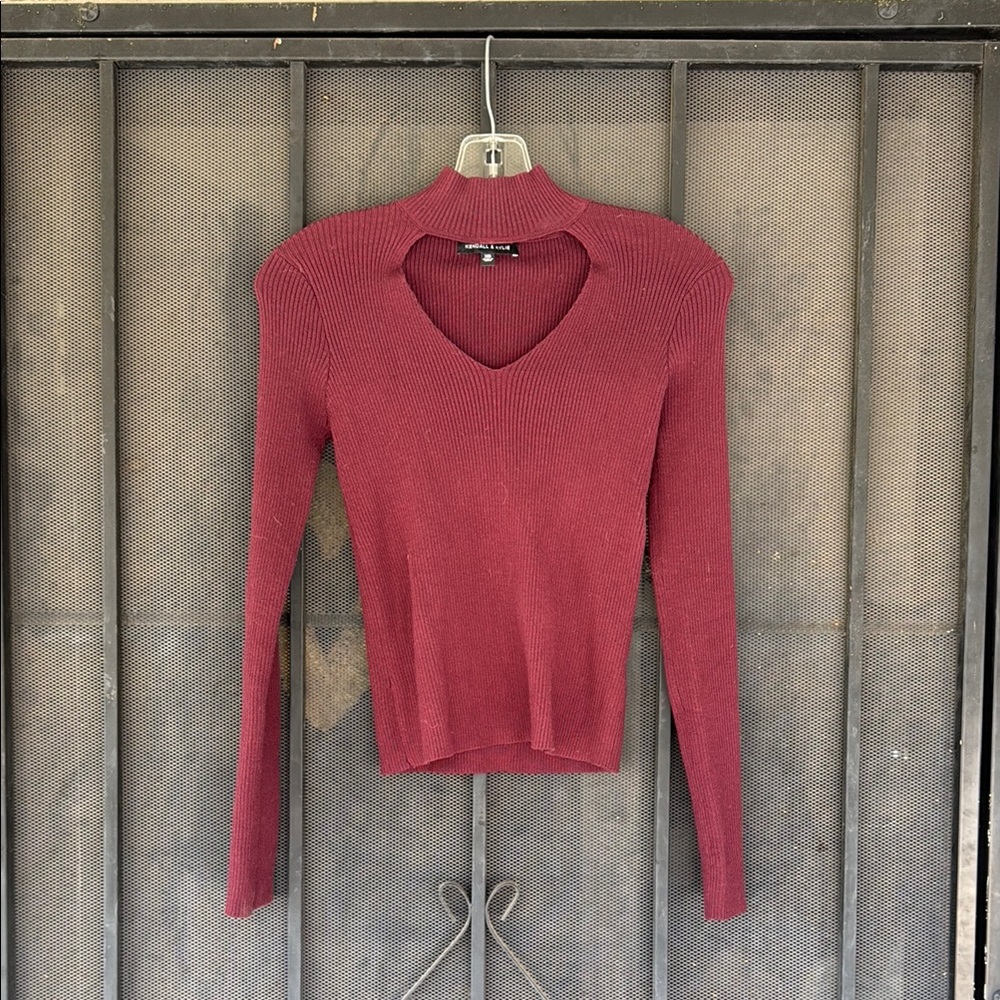 Elegant Burgundy Sweater with Heart Cutout